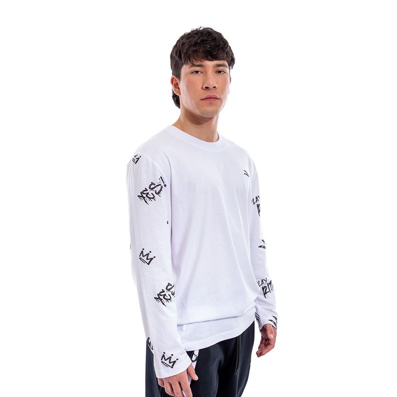 Polera Cac1ke Manga Larga Estampada Blanco-2