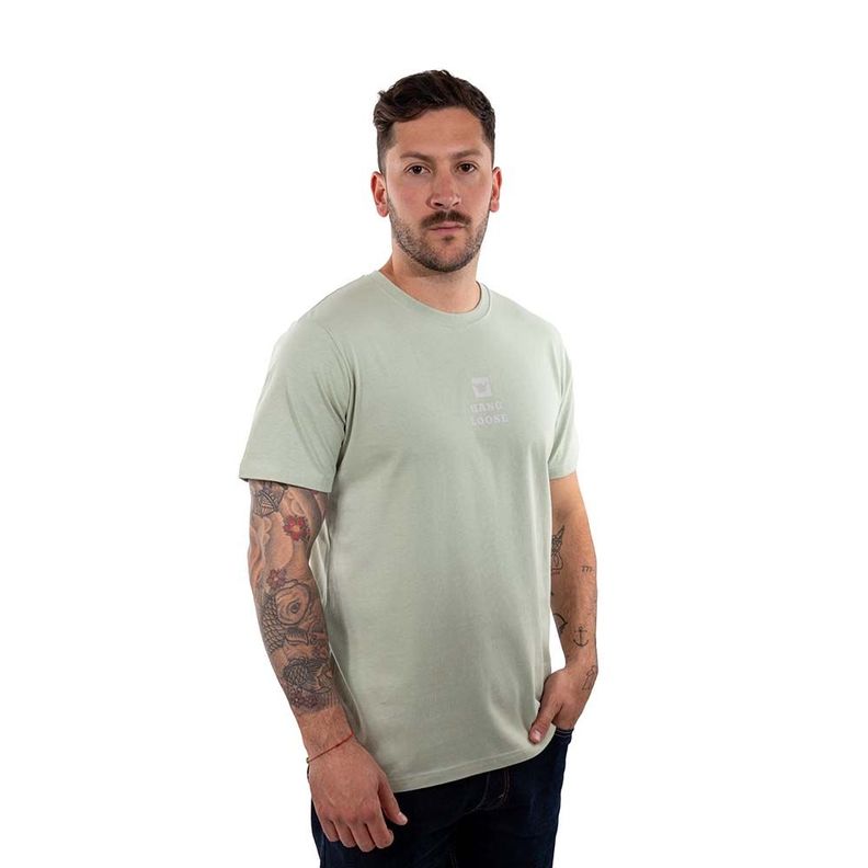 Polera Manga Corta Hombre Midlogo Verde Agua Hang Loose-3