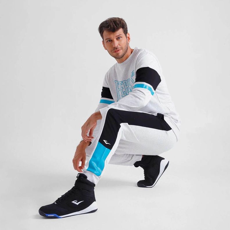Jogger Hombre Gris Melange Terry Everlast Crochet-2