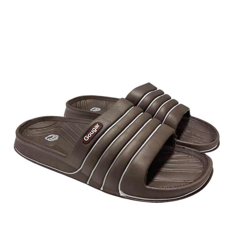 Sandalia Hombre Slip On Strips Marrón-2