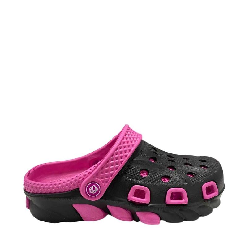 Sandalia Mujer Zueco Negro Fucsia Block-0