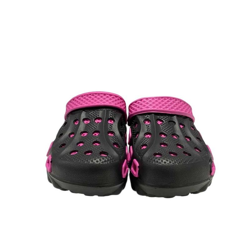 Sandalia Mujer Zueco Negro Fucsia Block-2