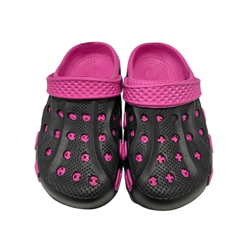 Sandalia Mujer Zueco Negro Fucsia Block-3