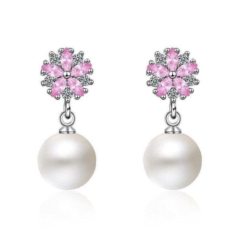 Aros Perla Con Circones Baño Plata 925