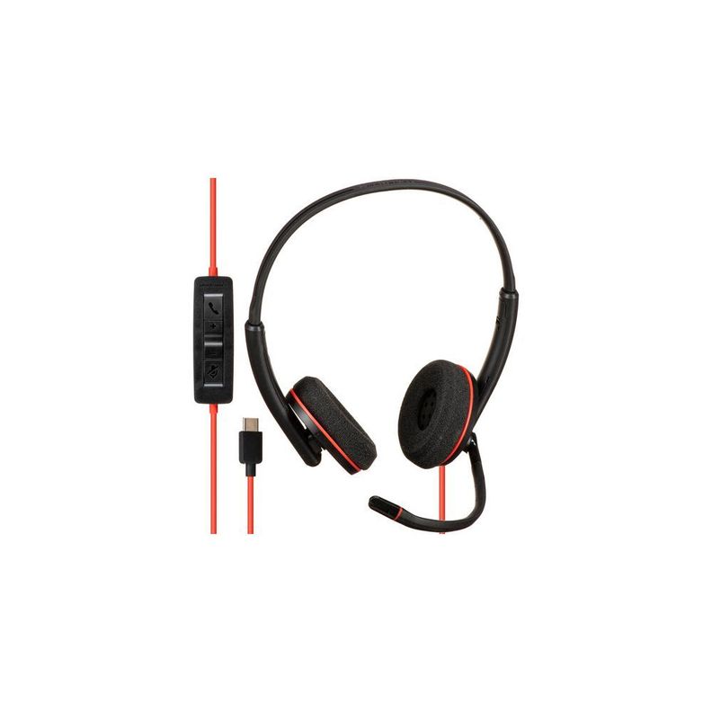 Auriculares Poly Blackwire 3220 Estéreo USB-C con Adaptador USB-A-3