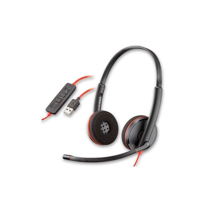 Auriculares Poly Blackwire 3220 Estereo USB-C con Adaptador USB-A