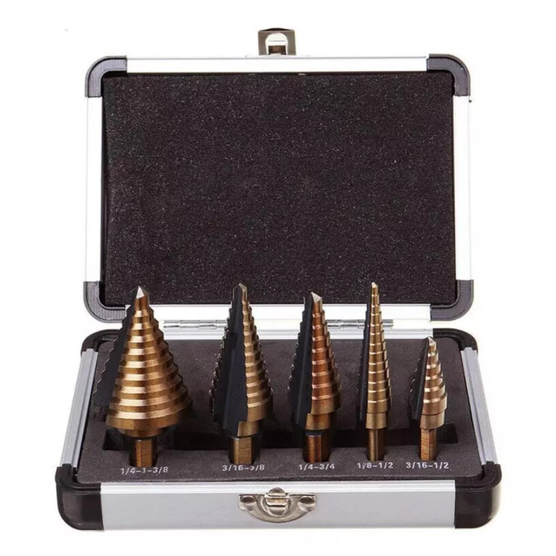 JUEGO DE BROCAS CONICAS ESCALONADAS TALADRO-0