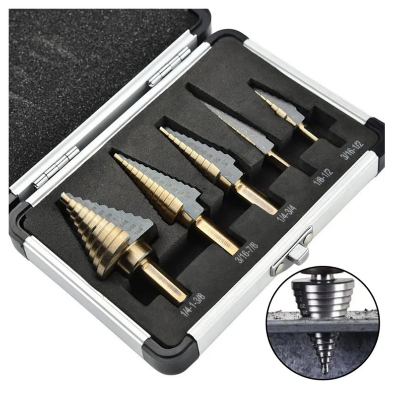 JUEGO DE BROCAS CONICAS ESCALONADAS TALADRO-1