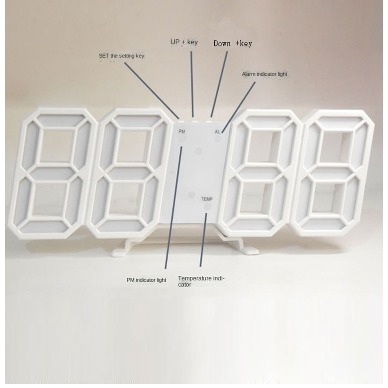 RELOJ DESPERTADOR DE MESA 3D BLANCO-1