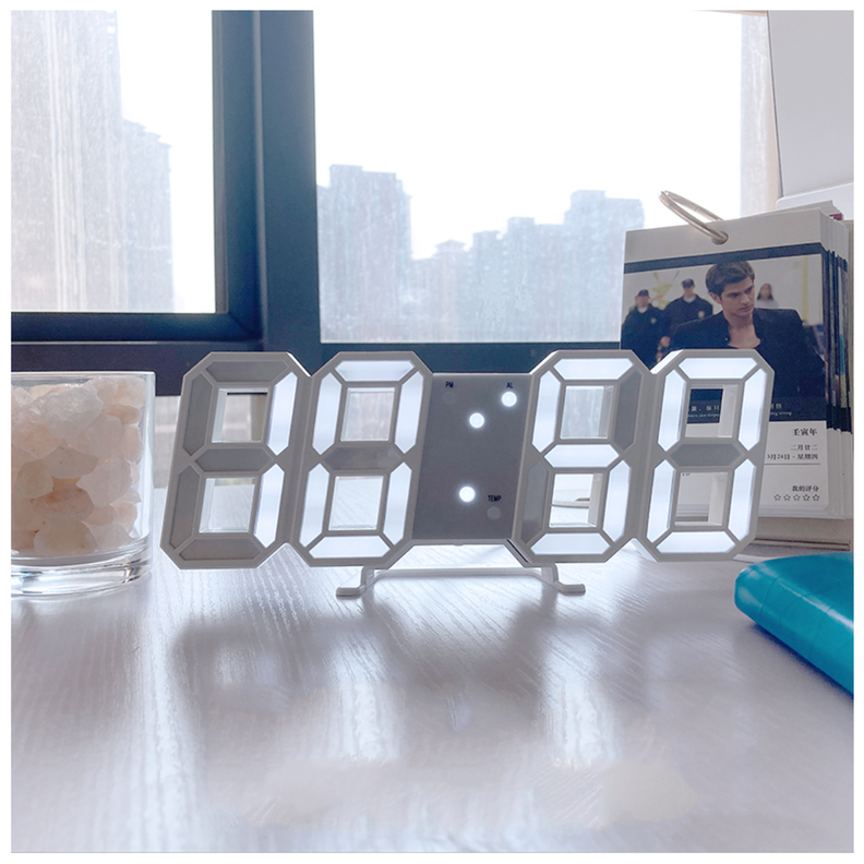RELOJ DESPERTADOR DE MESA 3D BLANCO-2
