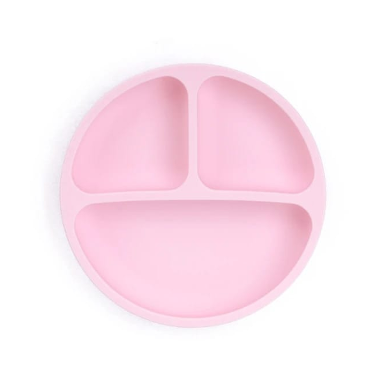 PLATO DE SILICONA CON VENTOSA PARA BEBE ROSA-0