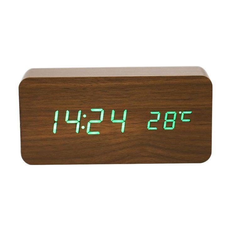RELOJ ALARMA DESPERTADOR DIGITAL DE MADERA-0
