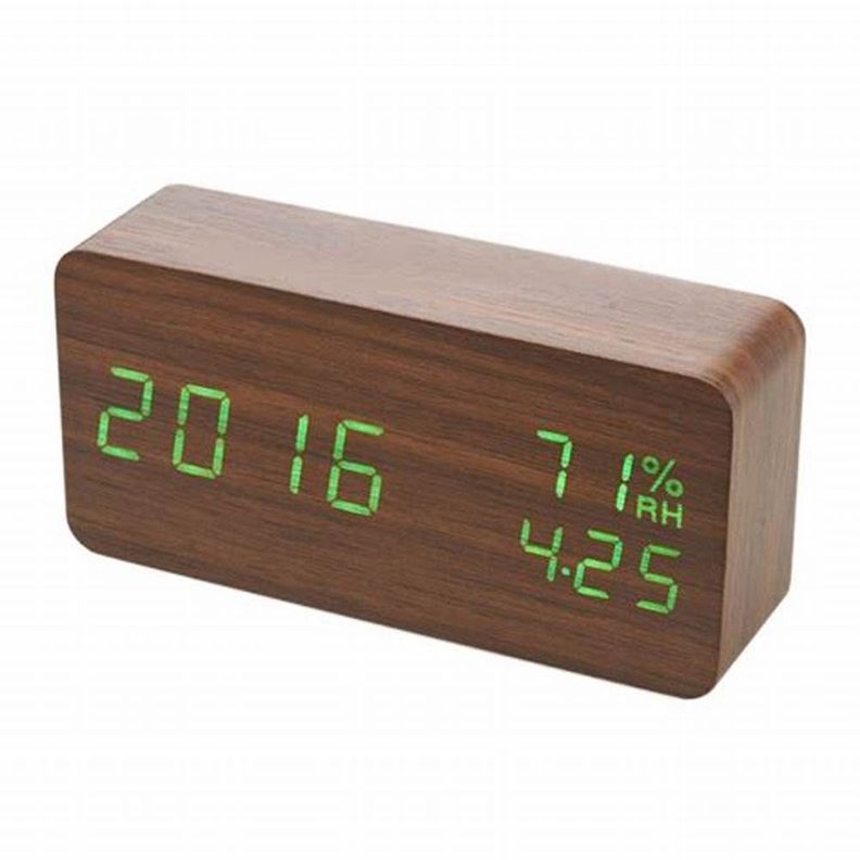 RELOJ ALARMA DESPERTADOR DIGITAL DE MADERA-2