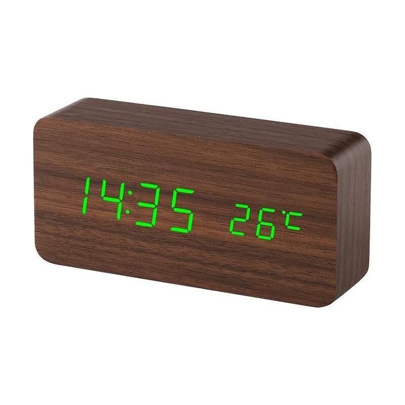RELOJ ALARMA DESPERTADOR DIGITAL DE MADERA-1