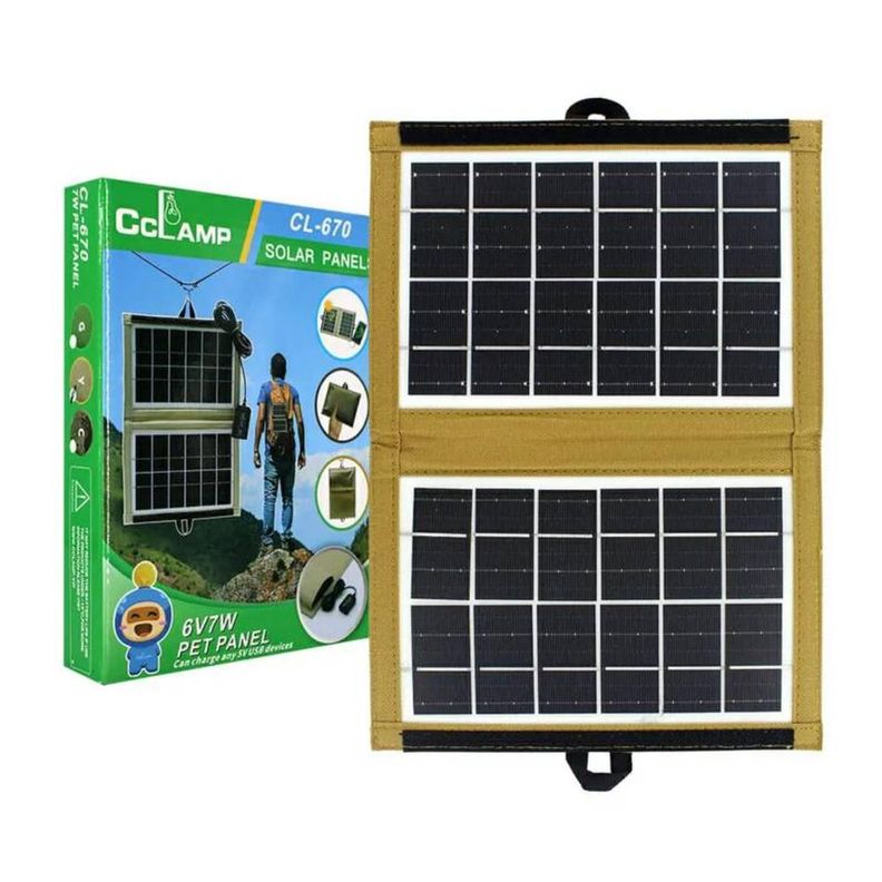 PANEL SOLAR PORTATIL PLEGABLE 7W CAMPING DOBLE-0