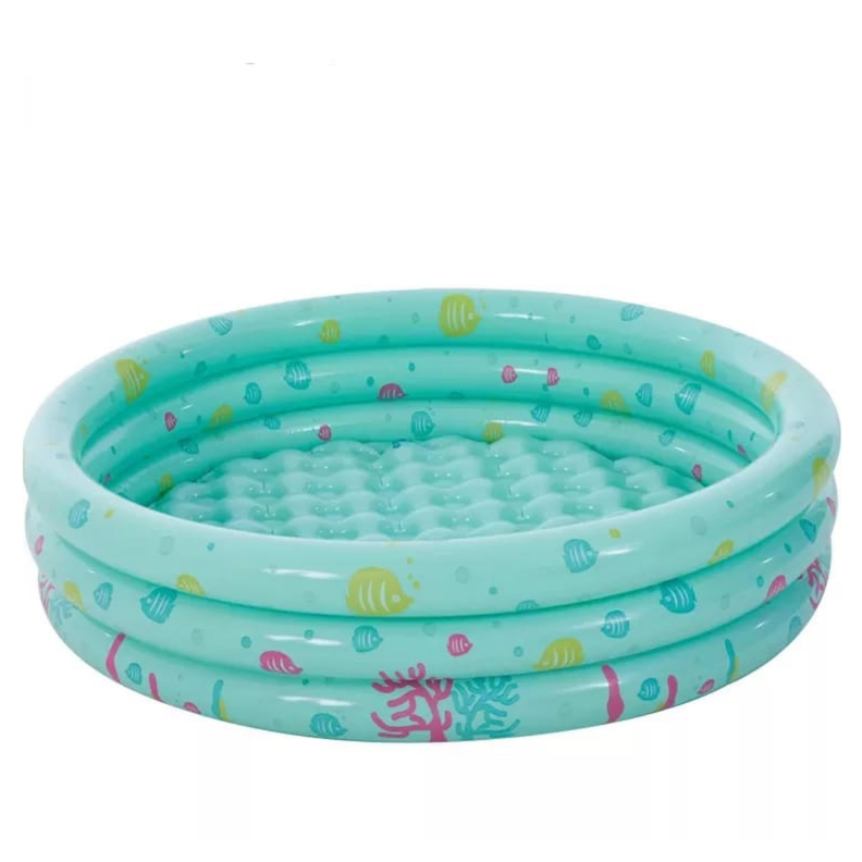 PISCINA INFLABLE 3 ANILLOS COLORES 130 CM - VERDE-0