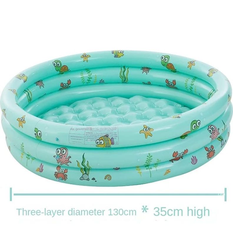 PISCINA INFLABLE 3 ANILLOS COLORES 130 CM - VERDE-1