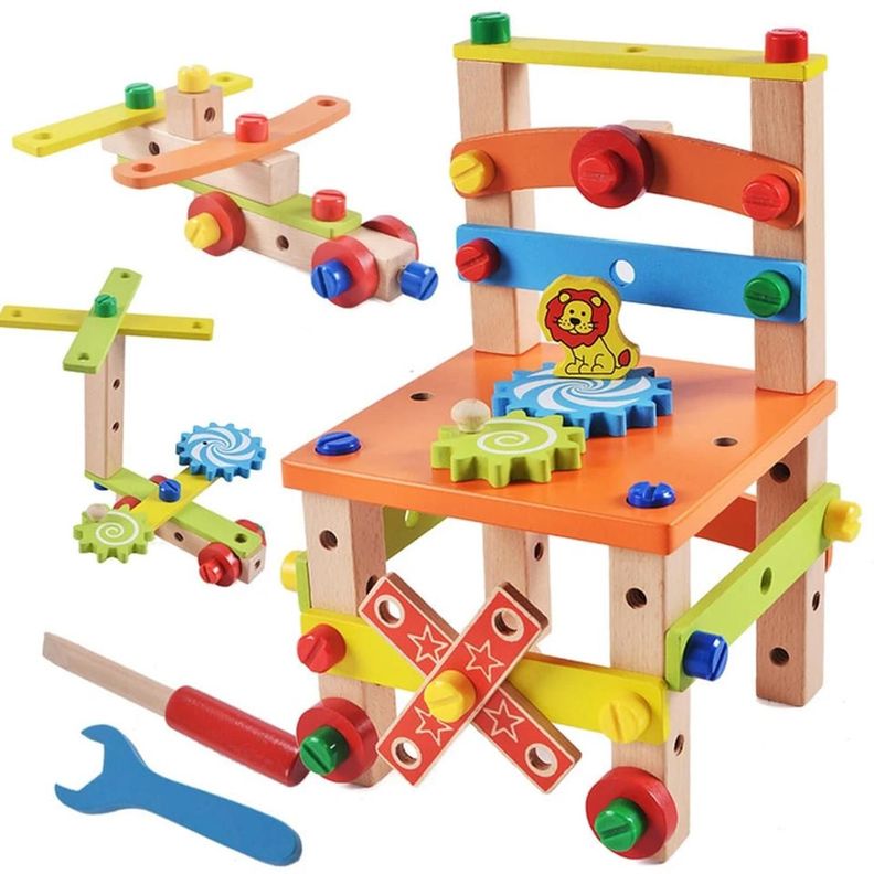 SILLA MONTESSORI DE MADERA CON TUERCAS-0