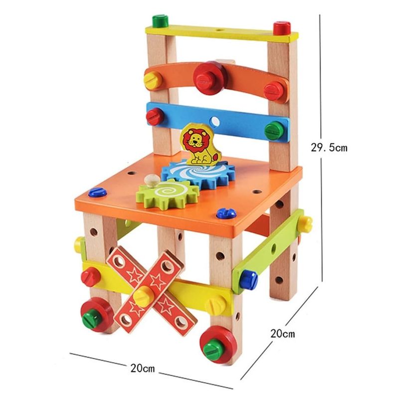 SILLA MONTESSORI DE MADERA CON TUERCAS-1