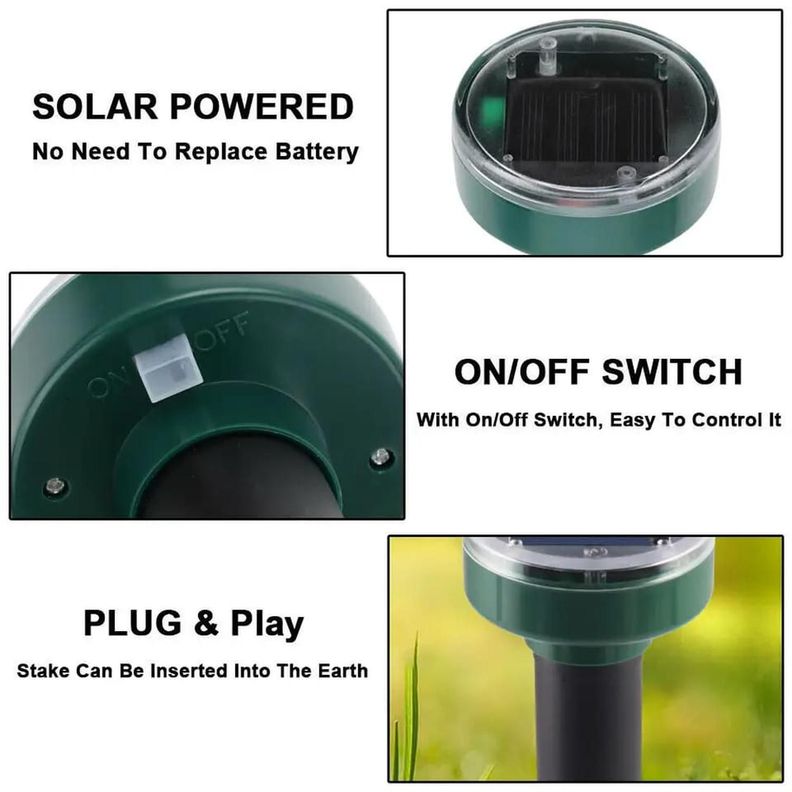 Estacas Solares Repelente de Topos y Ratones Pack De 4-1