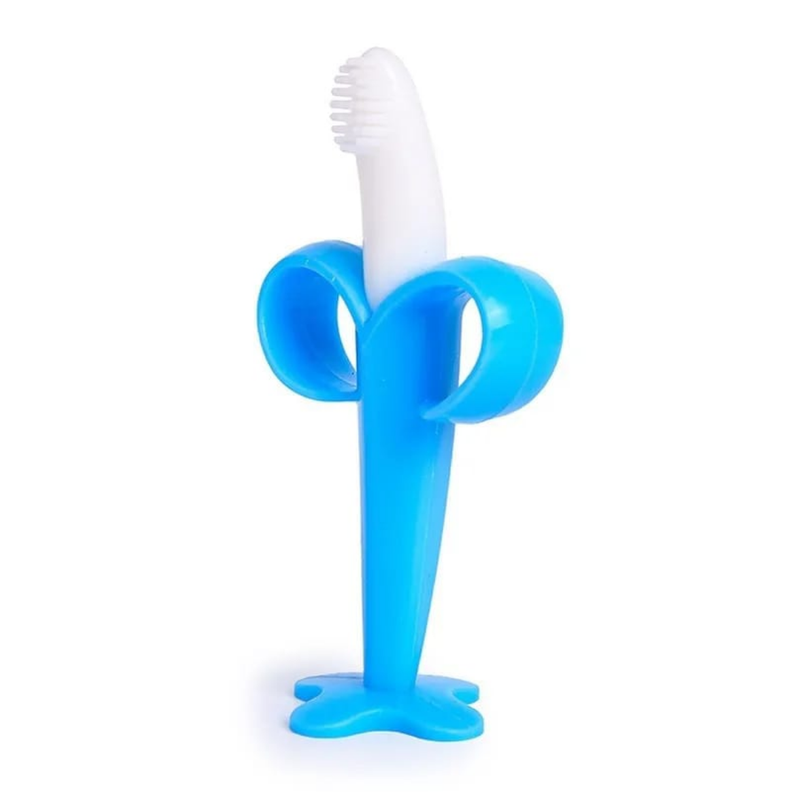 MORDEDOR DE ENCIA CON CEPILLO PARA BEBE BANANA AZUL-0