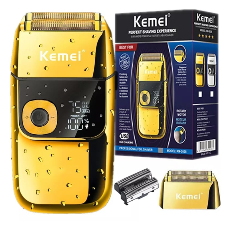 MAQUINA DE AFEITAR PROFESIONAL INALAMBRICA USB CARCASA  METALICA DORADA-0