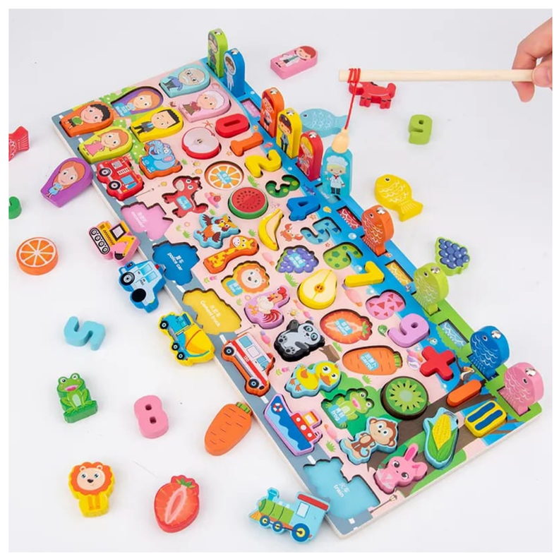 JUEGO TABLERO DIDACTICO PESCA MAGNETICA MONTESSORI-0