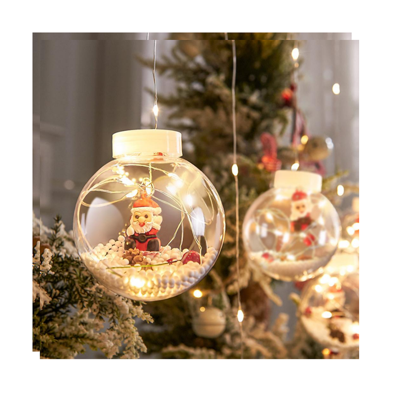 GUIRNALDA LED ESFERAS TRANSPARENTES DE NAVIDAD SANTA-0