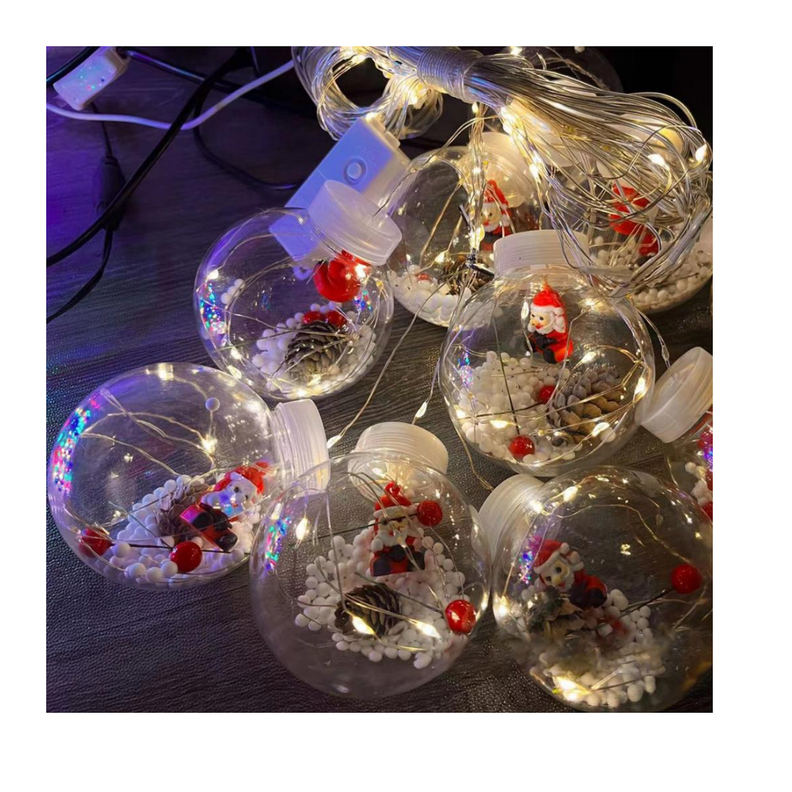 GUIRNALDA LED ESFERAS TRANSPARENTES DE NAVIDAD SANTA-2