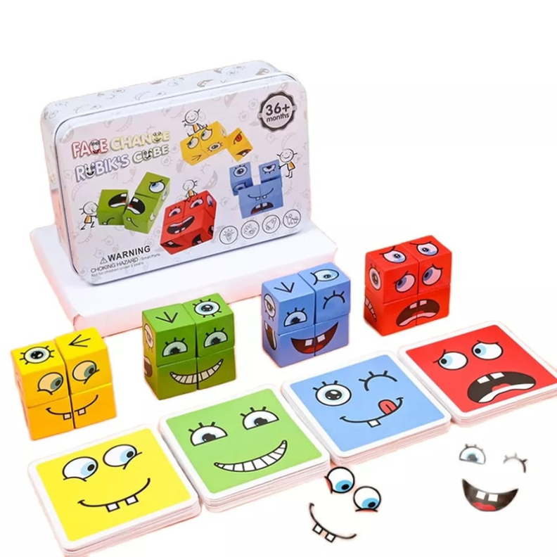 Puzzle Bloques De Madera Expresión Juego-0