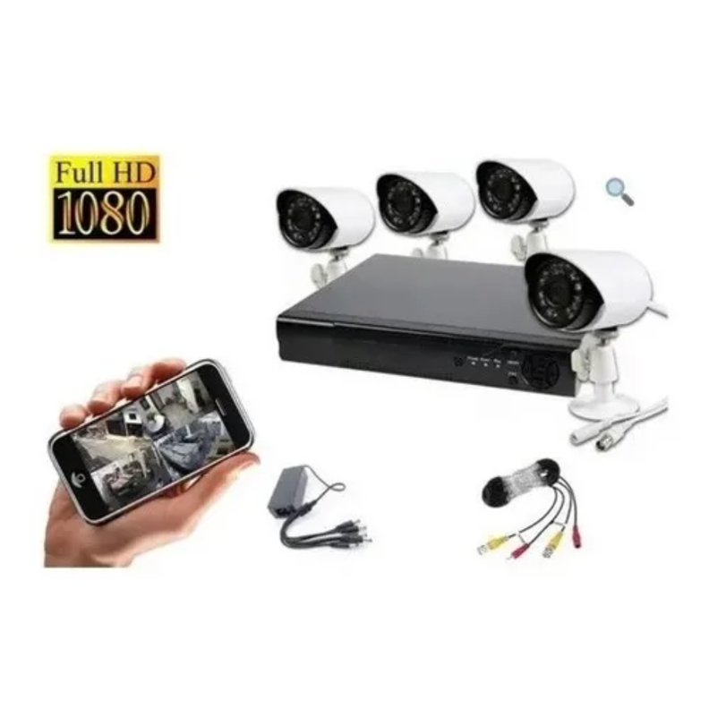 Kit Cctv Con 4 Cámaras De Seguridad Dvr 1080p Full Hd-1