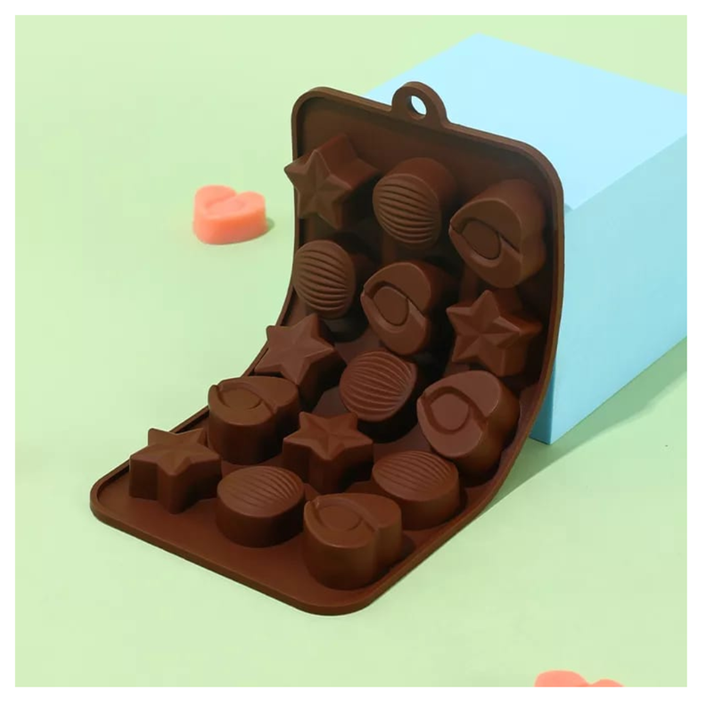 MOLDE SILICONA PARA BOMBONES CHOCOLATE ESTRELLA-0