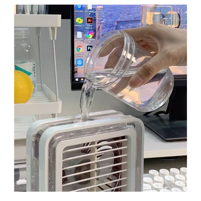 VENTILADOR DE ESCRITORIO CON PULVERIZADOR Y LUZ LED-3