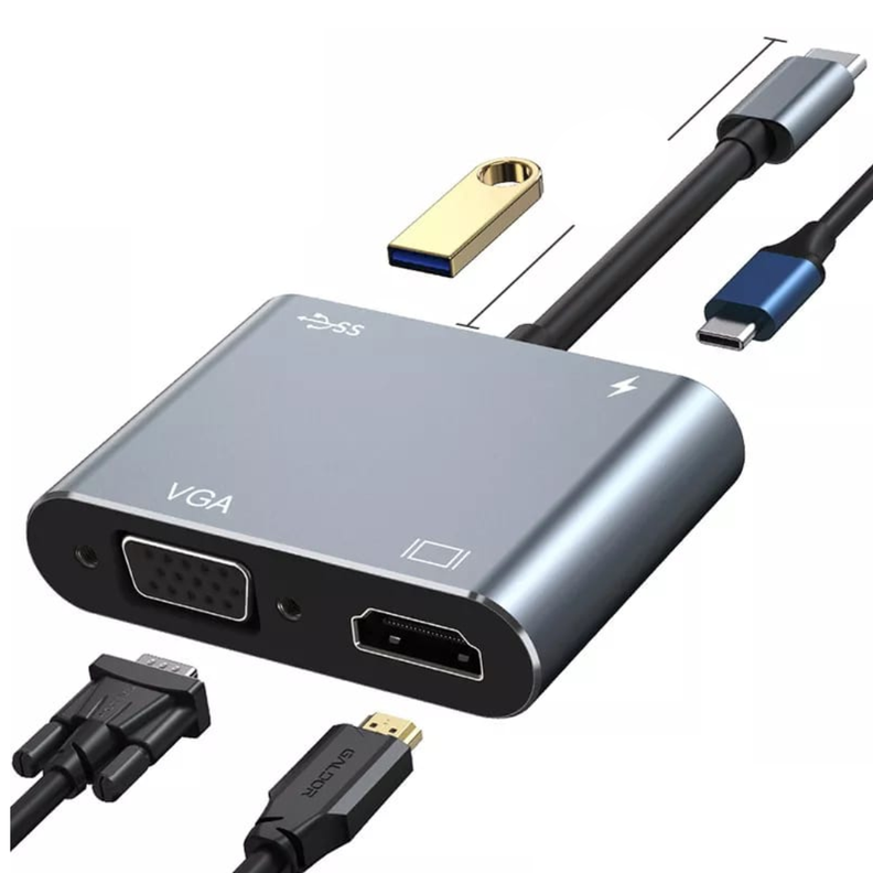 CABLE ADAPTADOR 4 EN 1 USB C HUB A VGA HDMI-0