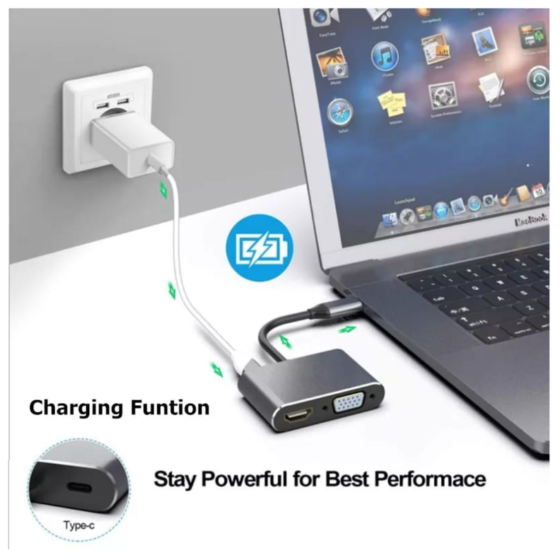 CABLE ADAPTADOR 4 EN 1 USB C HUB A VGA HDMI-2