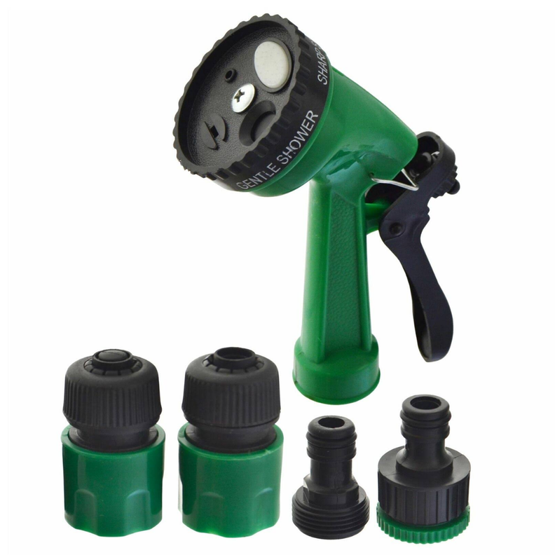 SET PISTOLA DE RIEGO JARDIN CON 4 CONECTORES-0