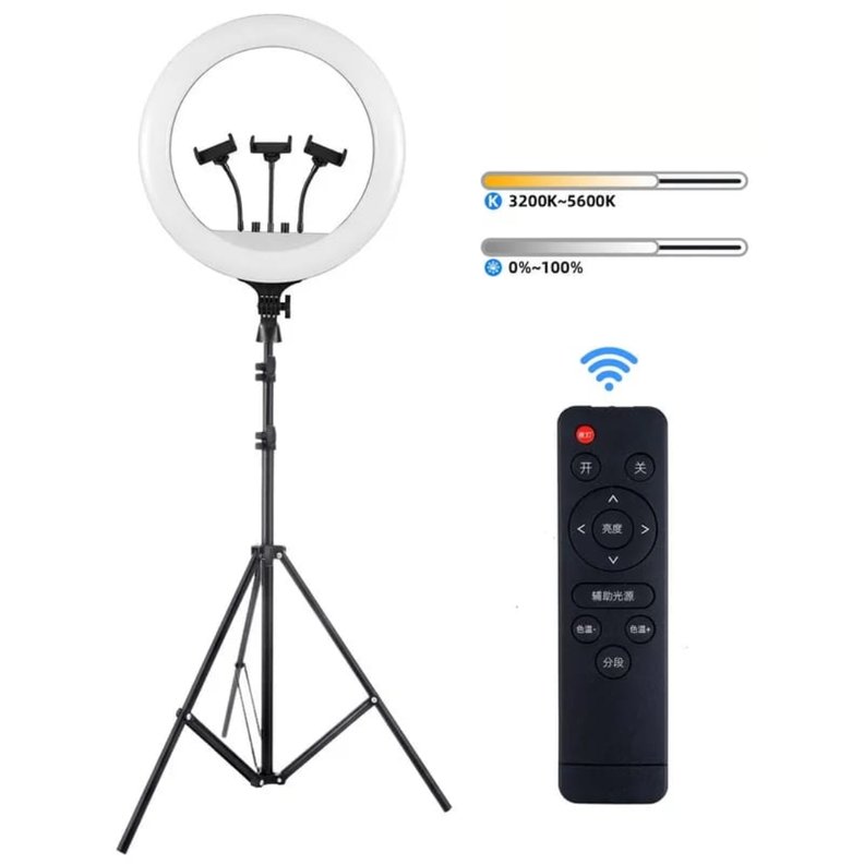 ARO DE LUZ CON TRIPODE EXTENSIBLE TRIPLE SOPORTE CELULAR-2