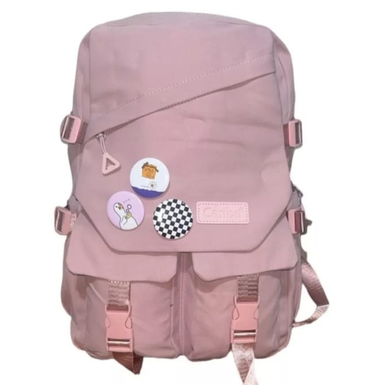 MOCHILA URBANA IMPERMEABLE CON INSIGNIAS ROSA-0