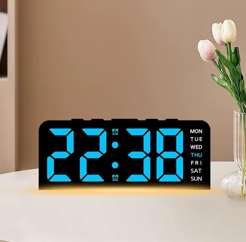 RELOJ DESPERTADOR CON CALENDARIO E ILUMINACION AZUL-4