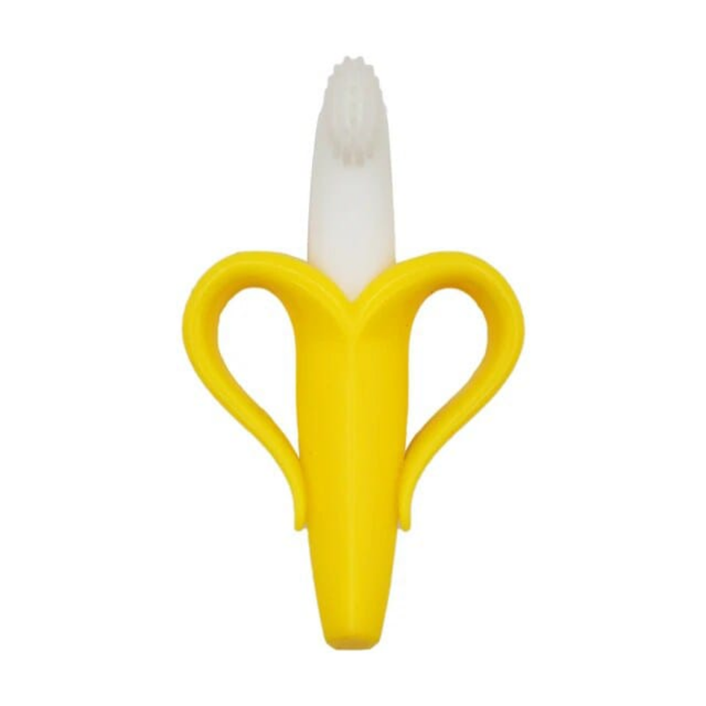 MORDEDOR DE ENCIA CON CEPILLO PARA BEBE BANANA AMARILLO-0