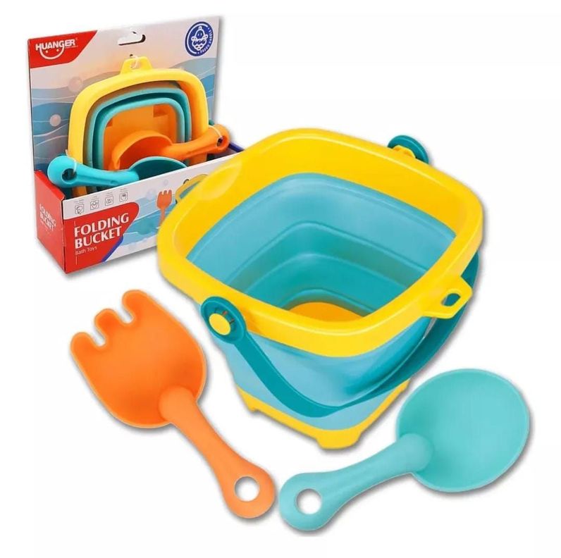 JUEGO DE PLAYA BALDE PLEGABLE SILICONA CON ACCESORIOS-0