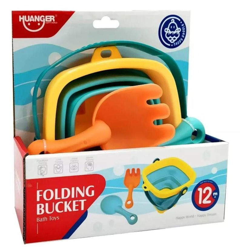 JUEGO DE PLAYA BALDE PLEGABLE SILICONA CON ACCESORIOS-3