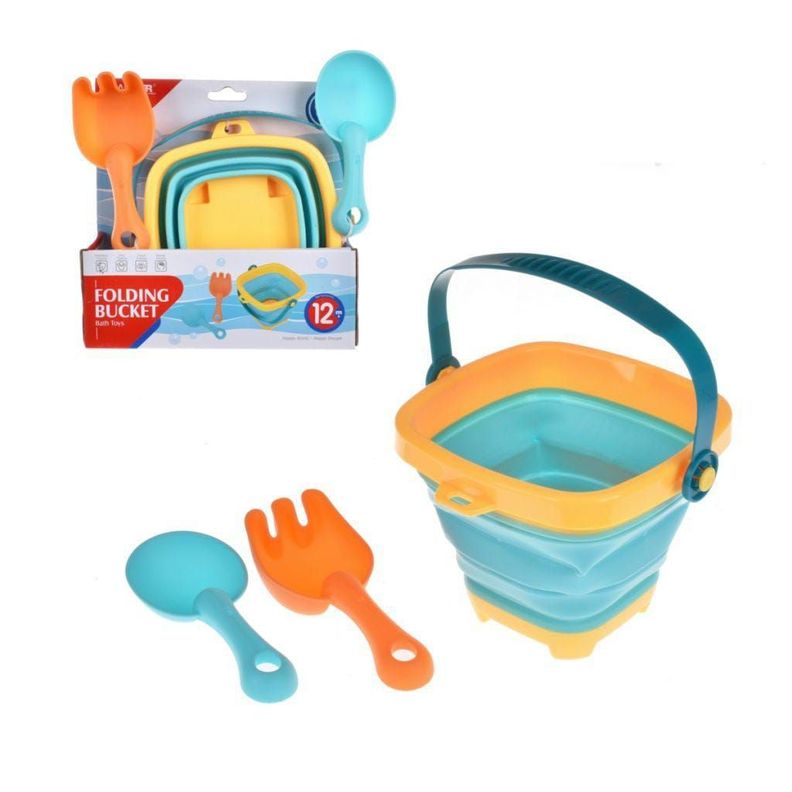 JUEGO DE PLAYA BALDE PLEGABLE SILICONA CON ACCESORIOS-4