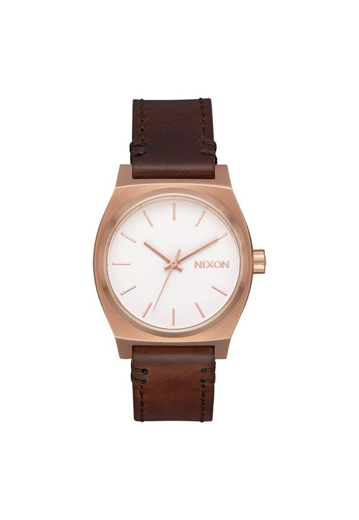 Reloj Medium Time Teller Leather Rose Gold White-0