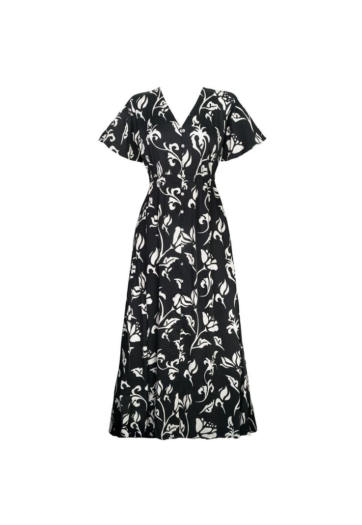 Vestido Mujer Reef Cierre Botones Negro y Blanco-0
