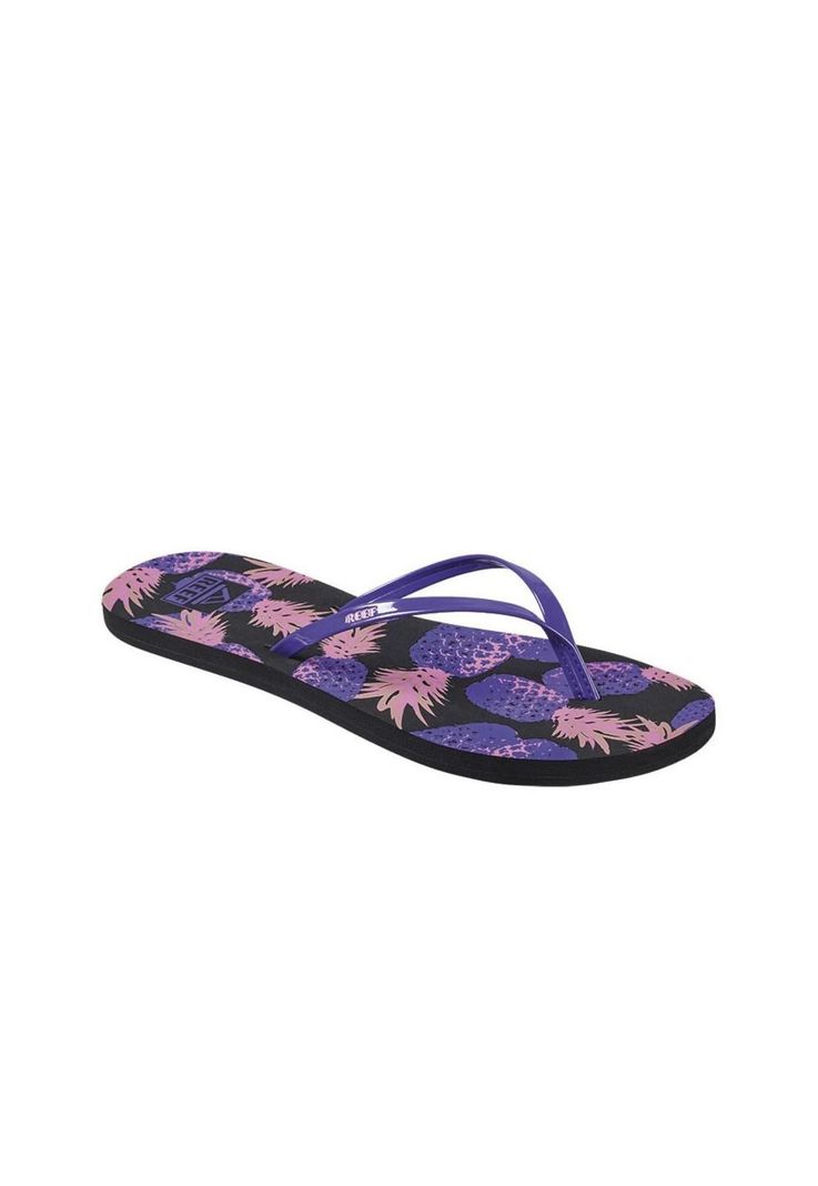 Sandalia Bliss Full Women Black Purple Print Pineapple Reef-0