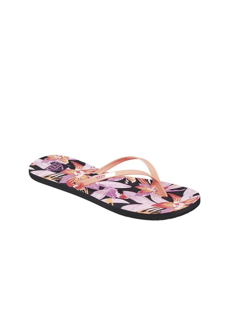 Sandalia Bliss Full Women Black Pink Print Flower Reef-0