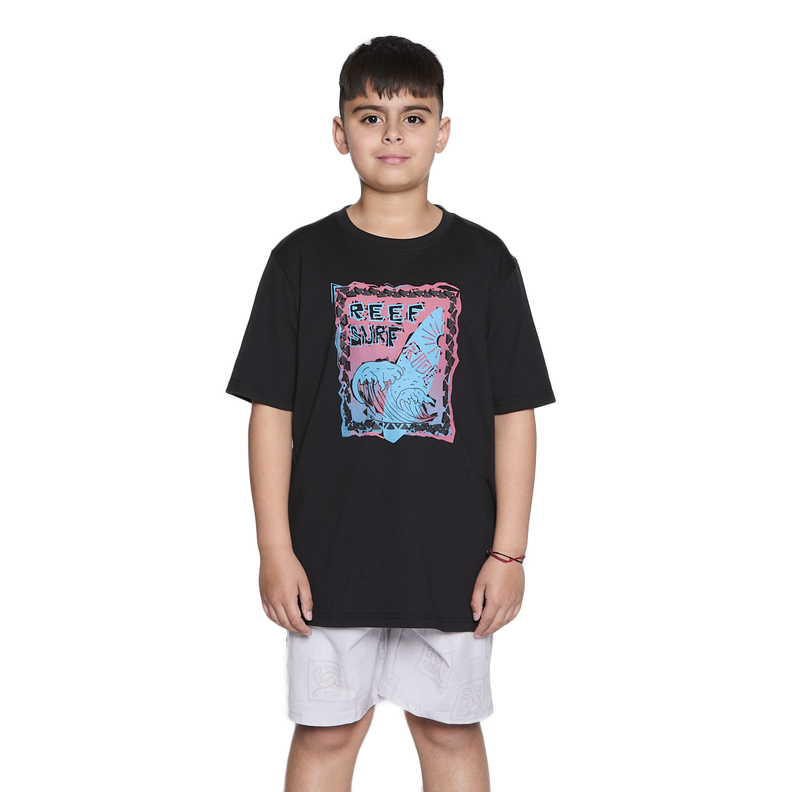 Polera Reef Kids Black Print Front Negro 10