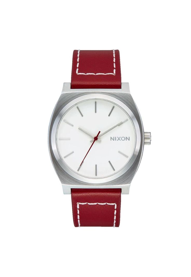 Reloj Time Teller Leather Silver Egret Cranberry-0