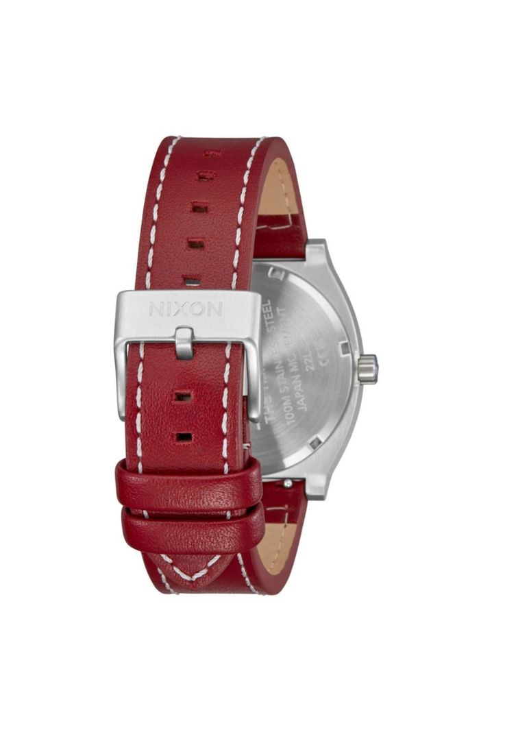 Reloj Time Teller Leather Silver Egret Cranberry-3
